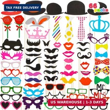 Photo Booth Props 66 Pieces Multicolor Kit for Graduation Wedding Part