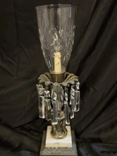 Hollywood Regency Crystal & Marble Cherub Table Lamp (Mid-Century, Working)