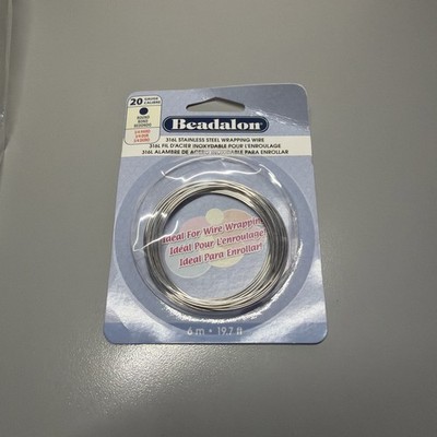 Beadalon Beading Wire, Stainless Steel, 3/4 Hard, Round 20 Gauge, 6m