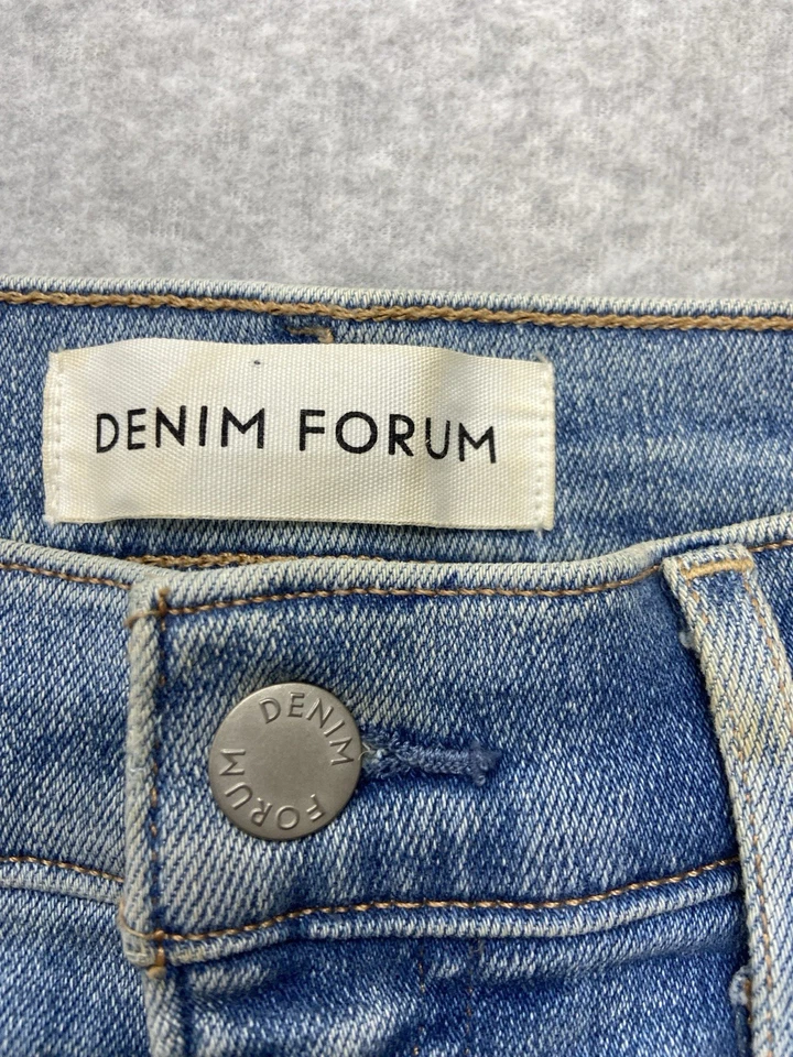 Denim ForumJeans Mujer 26x29 Azul The Lola Tiro Alto Ajustado Lavado Ligero Etiqueta 28 Foto 3 de 4