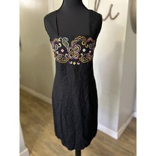 Giorgio Fiorini Collection Black Embroidered Square Neck Sheath Dress Size 9 10