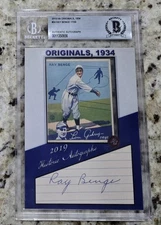 2019 HA Originals 1934 Goudey Gum #24 Ray Benge 17/30 Cut Signature Auto Dodgers
