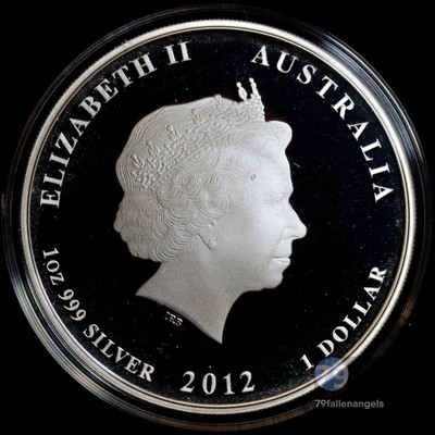 2012 Australia Lunar Year Of The Dragon Red Colored Silver 1 oz