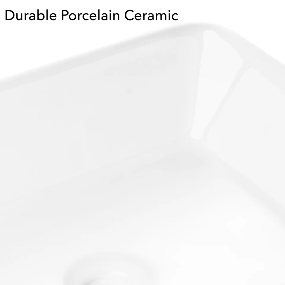 Fregadero de cerámica moderno - Tocador de baño - Blanco rectangular Foto 4 de 4