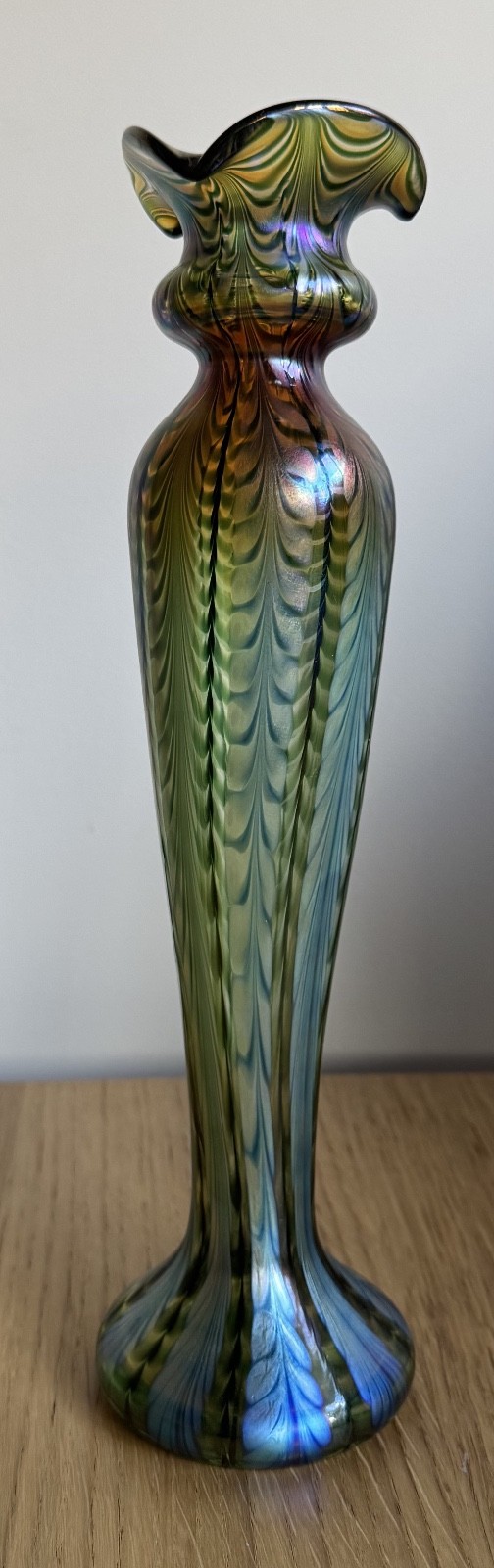 Lundberg Studios "Sea Crest" Corset Art Glass Vase, 13"H