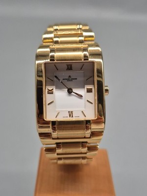 Jacques Lemans Geneve Damen Uhr   Quadratischer Gold Look mit Saphirglas