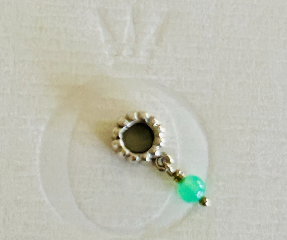 RARE PANDORA RETIRED Genuine Authentic Silver & Chrysoprase Stone Charm 79166CH - image 2 of 4