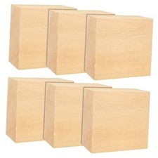 6PCS 4x4x2 inch Basswood Carving Blocks, Unfinished Wood Blocks for Crafts,
