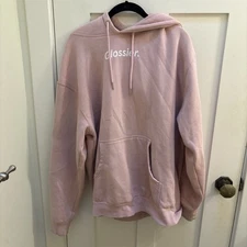 As Is Glossier Women's Pink Pullover Hoodie Sweatshirt Size Medium