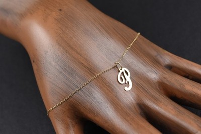 Handmade Studio 14k Gold Letter P Charm Fine Chain Bracelet 8 in