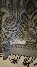 Evening Shawl Scarf Wrap Black Sparkle Border Fringe Pashmina Reversible - New