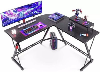 L-FORM ECKE SCHWARZ GAMING SCHREIBTISCH COMPUTER PC ARBEITSPLATZ SCHREIBTISCH ARBEITSPLATTE