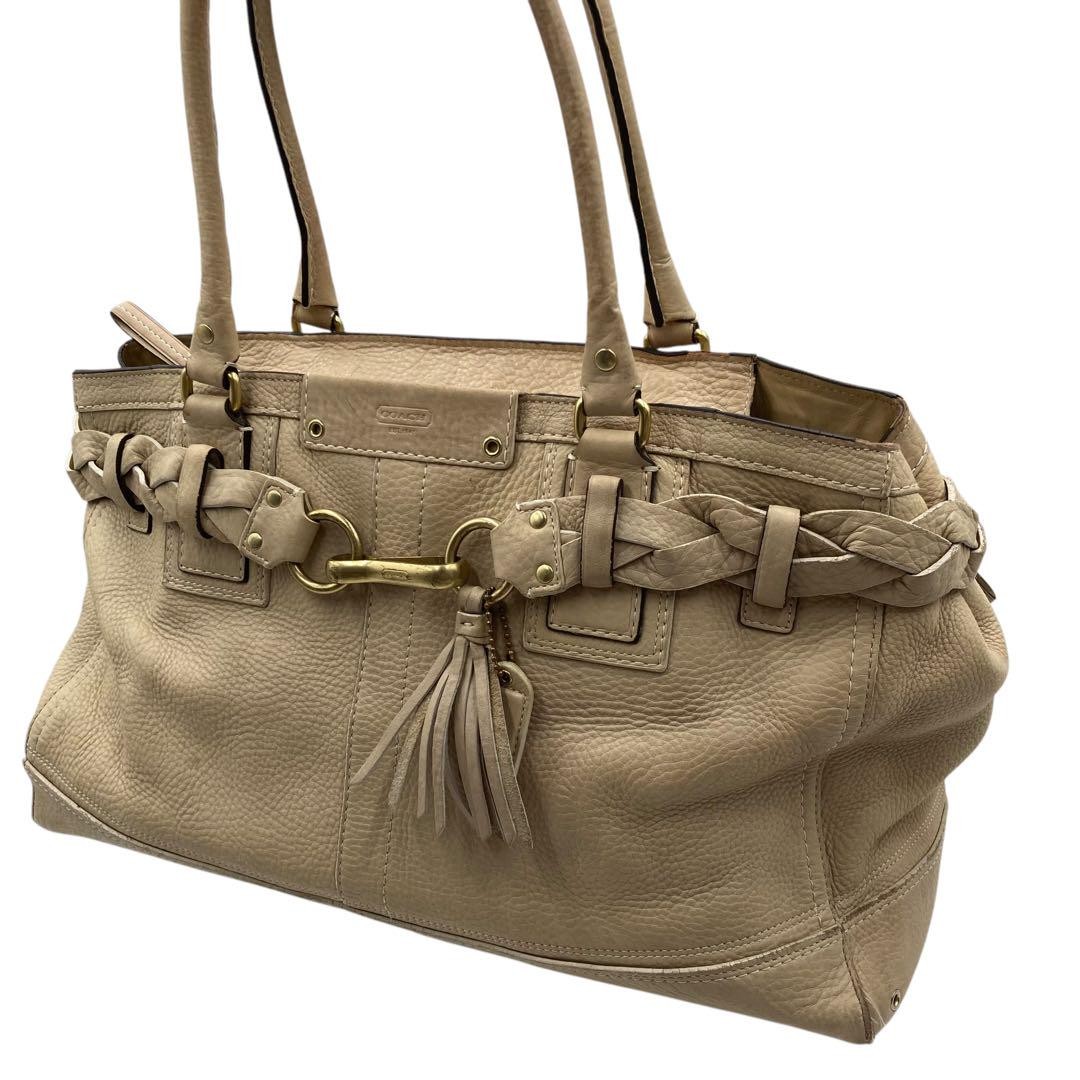 Coach Leather Beige Tote Bag Authentic G0503415