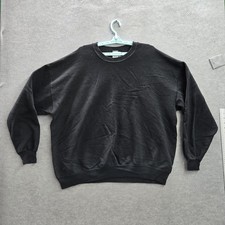 VINTAGE Jerzees Men Sweatshirt 3X Black Crewneck Fleece Long Sleeve 90s Blank
