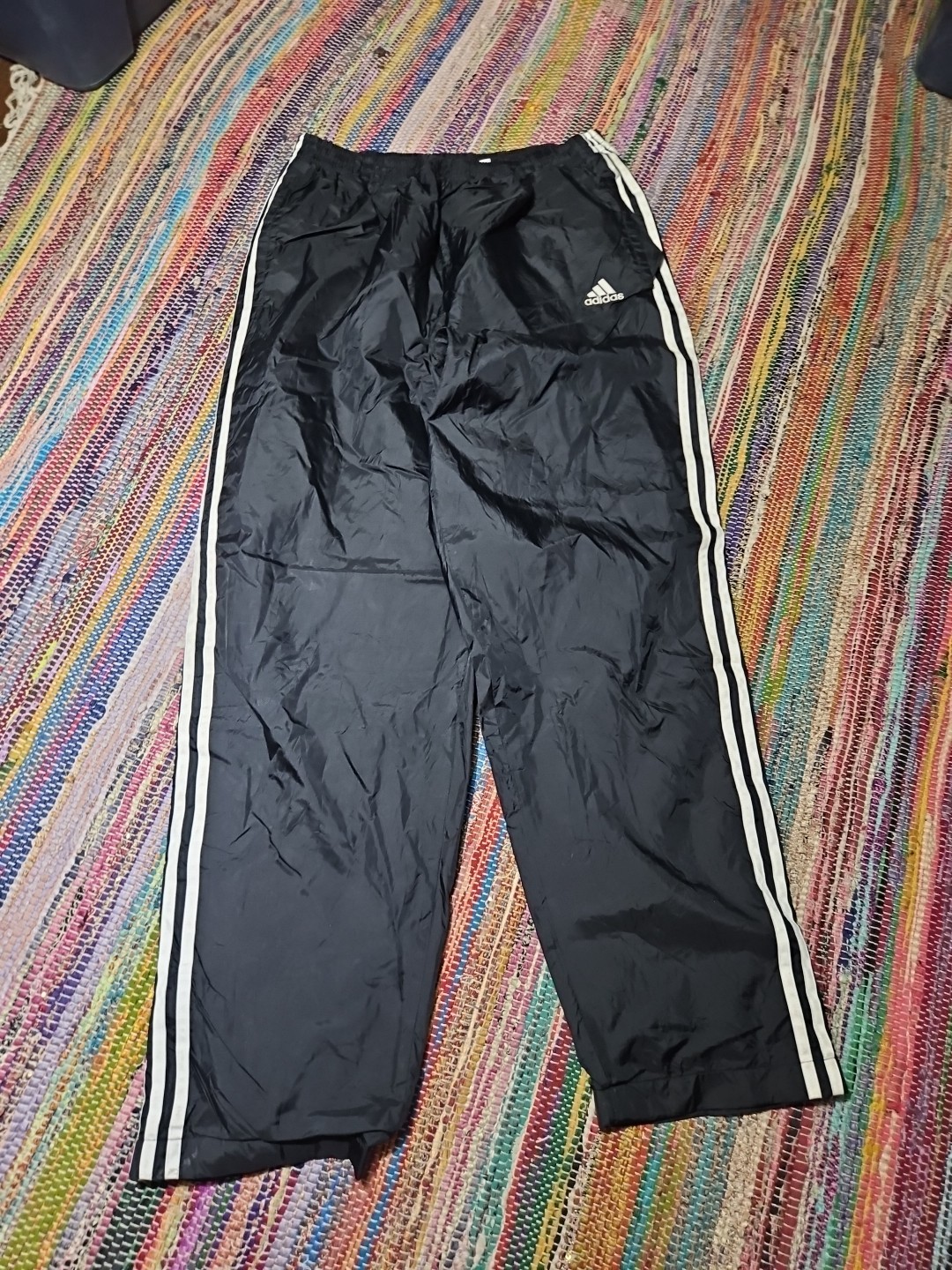 Vintage 90s Adidas Three 3 Striped Breakaway Nylon Lined Track Pants Men's L