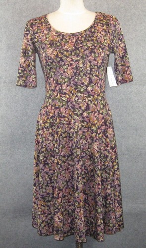 Robe LuLaRoe Amelia 2XS – Motif Géométrique Rose Et Bordeaux