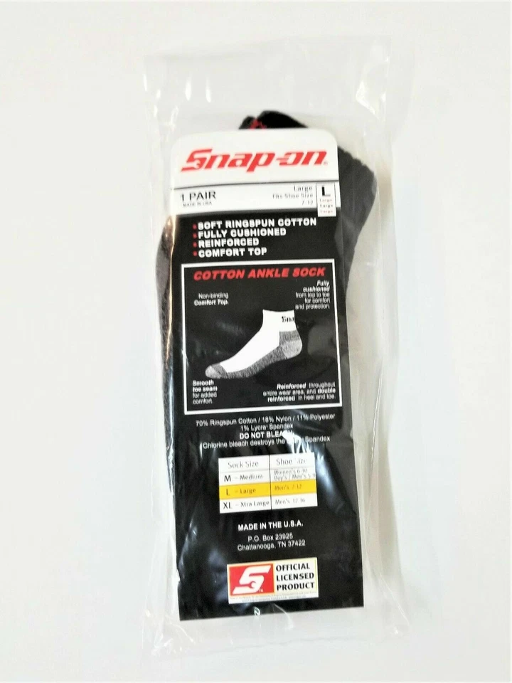 12 Pairs Mens Black Snap On Tools Ankle Socks Large FREE Shipping to USA New! - Image 3 of 3