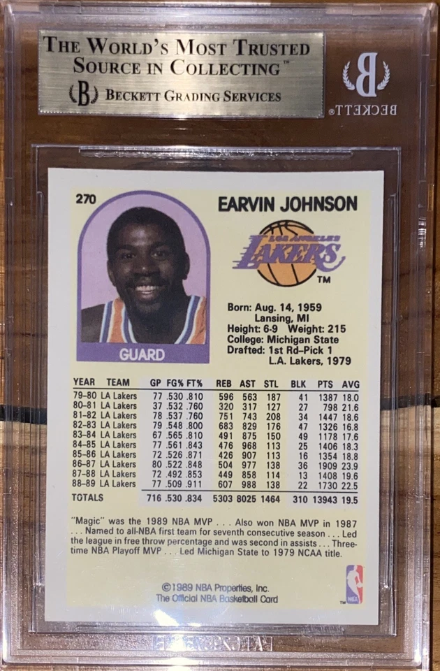 POP 1!🔥💎1989 Magic Johnson HOOPS #270 BGS 10 PRISTINE None Higher! topps fleer - Image 3 of 4
