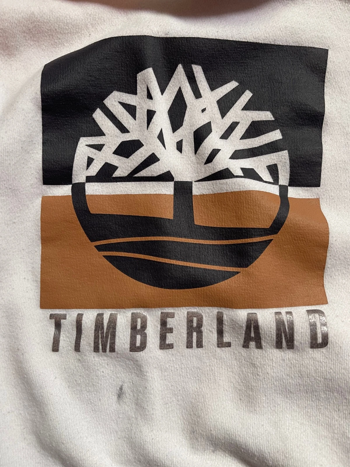 OFF WHITE Felpa con cappuccio bambino Timberland panna manica lunga taglia 5 molto bella!!