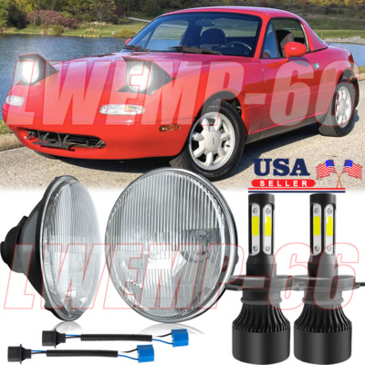 2x Front 7'' inch Round LED Headlights High Low Beam For Datsun 260Z /280Z /280ZX