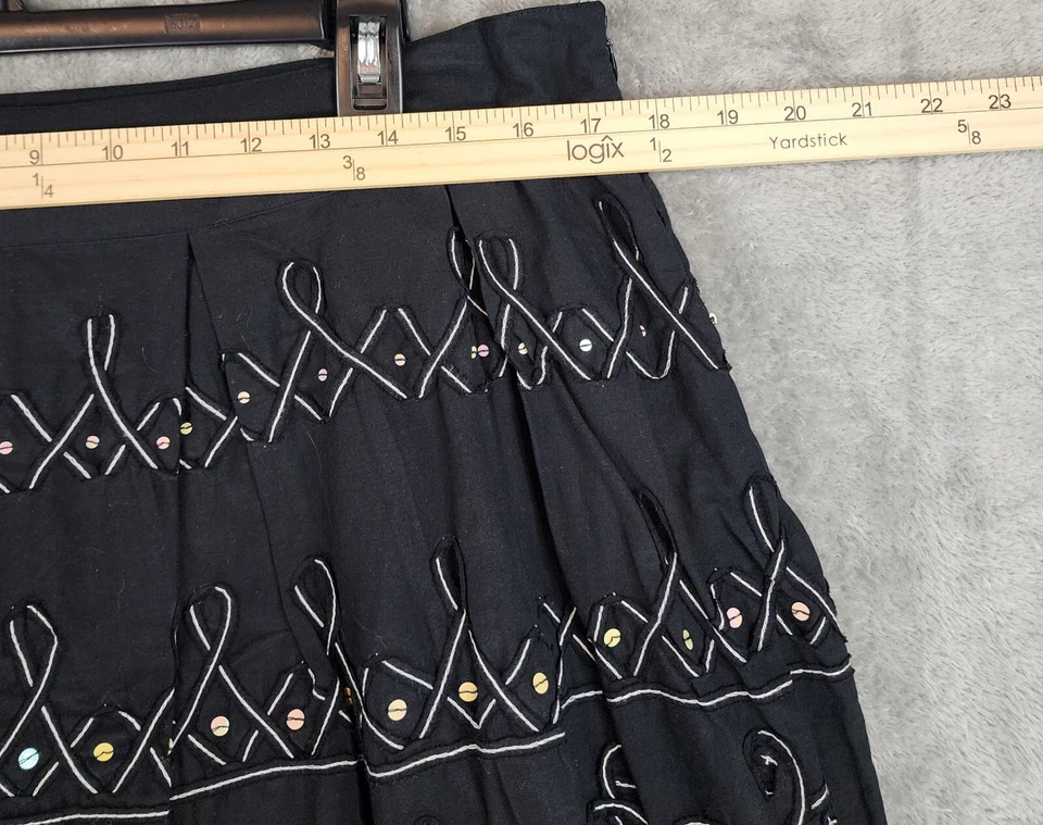 Falda Allison Taylor Mujer 14 Negra Plateada Lentejuelas Gitana Boho Cremallera Lateral Midi Foto 4 de 4