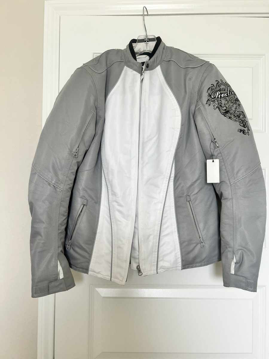 Joe Rocket Motorcycle Jacket Armored Lined Grey White Womens