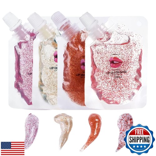 BIOKUSY Glitter Lipgloss Base 4 Farben 80 ml, farbig Glitzer feuchtigkeitsspendend Ve