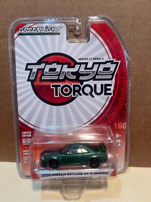1/64 GREENLIGHT TOKYO TORQUE 2000 NISSAN SKYLINE GT-R BRN34 GREEN