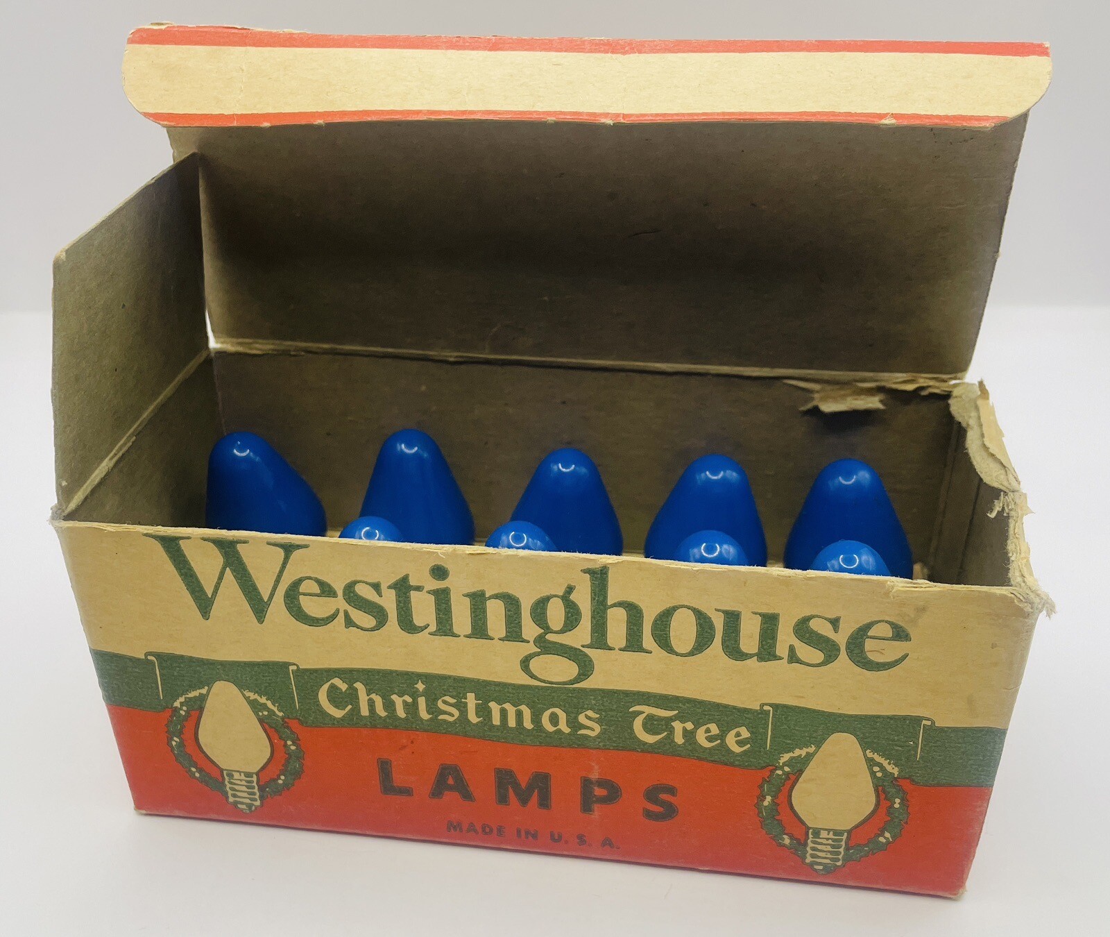 Vintage Westinghouse Christmas Tree Lamps Bulbs Blue Original Box SEE