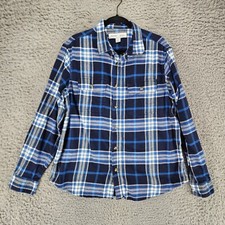 Old Navy Shirt Mens Large Blue Plaid Long Sleeve Button Up GUC 