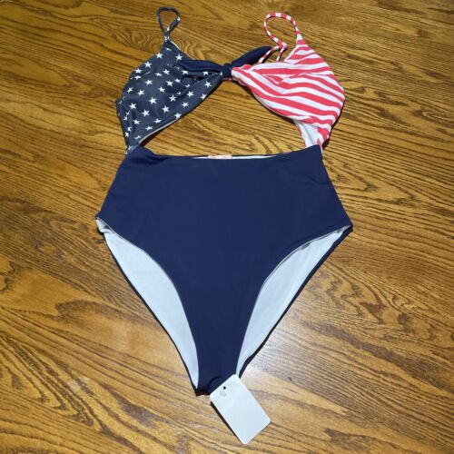 Pink Lily XL Women’s NWT Bathing Suit Red White Blue One Piece Swimsuit Size *