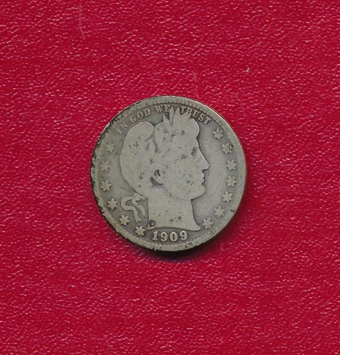 1909-D BARBER SILVER QUARTER **NICELY CIRCULATED GOOD** FREE SHIPPING!!