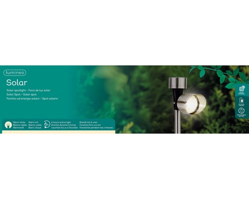 LED Solar Außenleuchte 23cm Edelstahl Gartenlicht Gartenleuchte Warmweiß - Bild 4 von 4