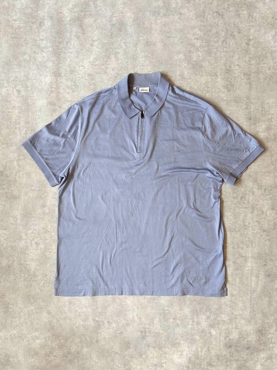 Brioni Zip Polo Shirt 100% Cotton Small Embroidered logo | eBay