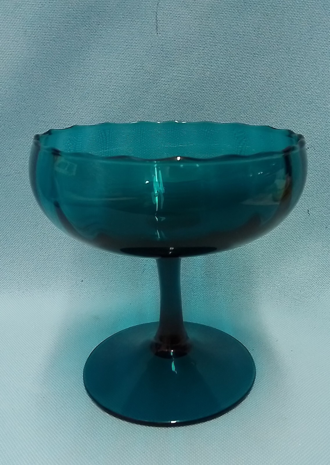 Teal Blue Glass Pedestal Candy Bowl for Decorative Display-image