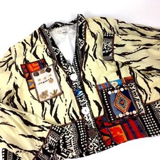 Cache Vintage Jacket Art To Wear Tribal Boho Embellished Cropped Animal Zebra L