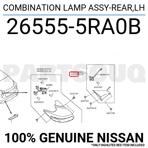 265555RA0B Genuine Nissan COMBINATION LAMP ASSY-REAR,LH 26555-5RA0B | eBay
