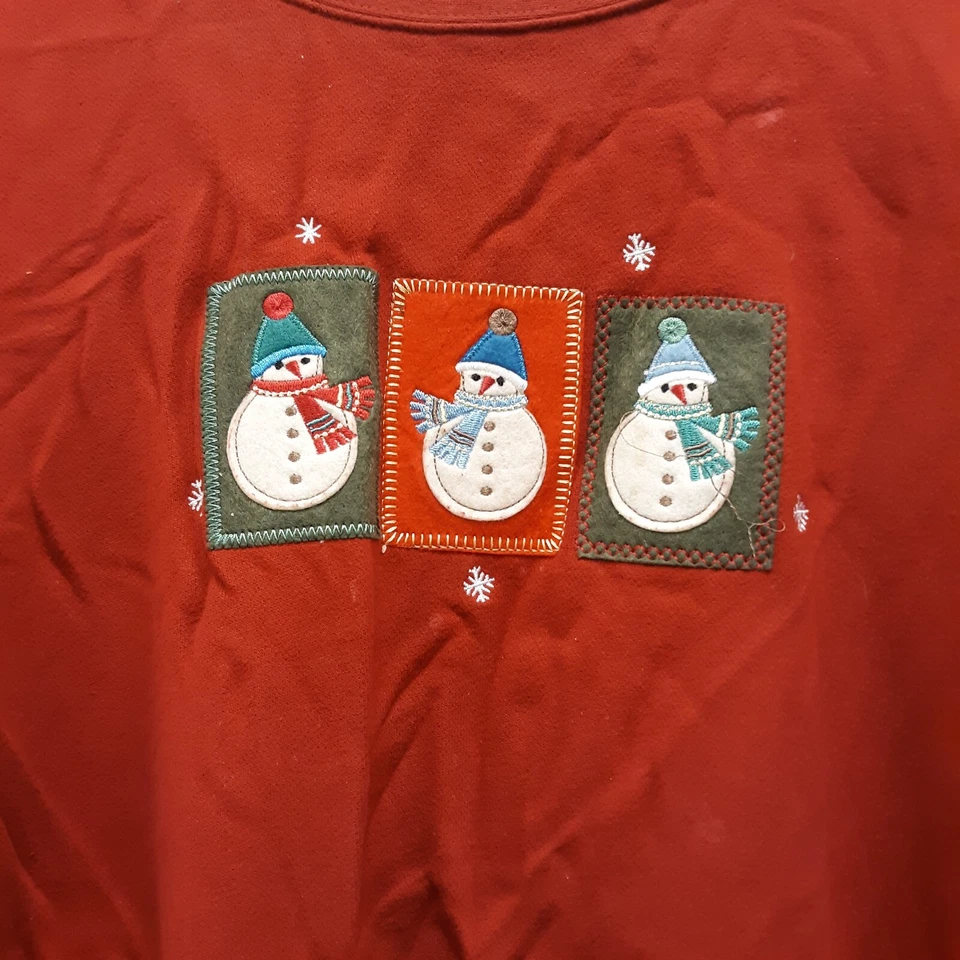Holiday Editions Navidad Hombre Rojo Suéter 2X Muñecos de Nieve Cuello Redondo Manga Larga  Foto 3 de 4