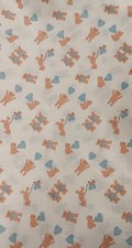 SALE  1 yard Vintage BABY Fabric Teddy Bears Blue hearts CUTE 