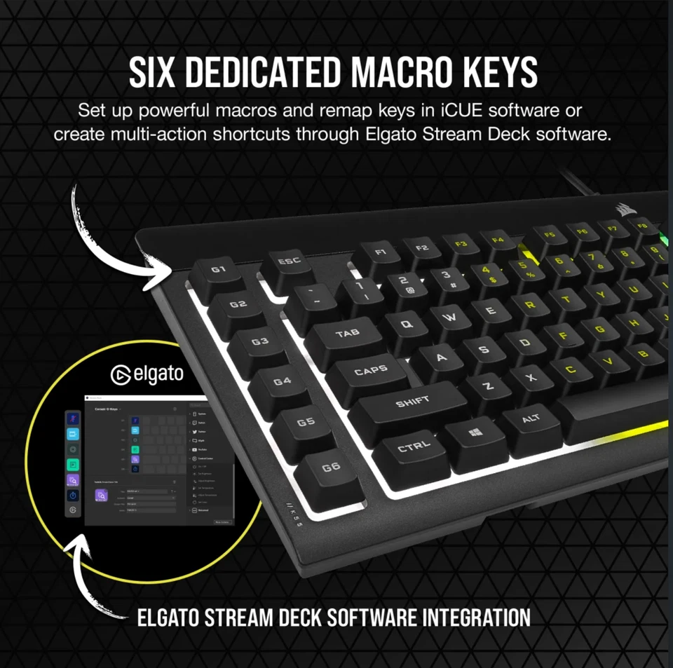 Corsair K55 RGB Wired Gaming Keyboard - Black RGP0031 New - Image 4 of 4