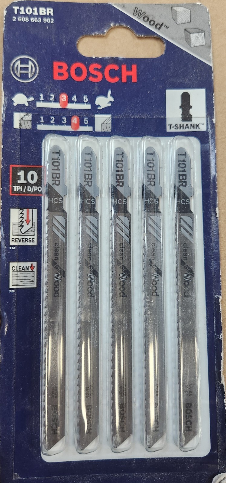 BOSCH T101BR 5 PIECE T-SHANK JIG SAW BLADES