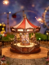 Rokr Classic Carousel Music Box 3D Wooden Puzzle LED DIY Toys Xams Childs Gift