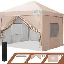 Quictent 10'x10' EZ Pop Up Canopy Gazebo Party Tent Outdoor Instant Gazebo Beige