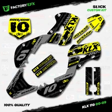 Gray & Yellow Slick Racing Graphics Sticker Kit fits Kawasaki KLX110 00-09 Decal