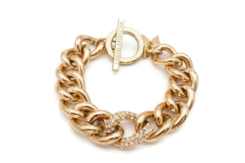 Victorias Secret Bracelet Gold Tone Crystal 8