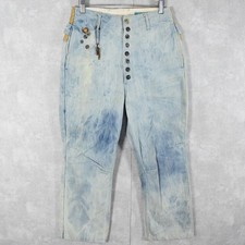 KAPITAL men's button fly straight jeans size XS light blue Solid Casual USED