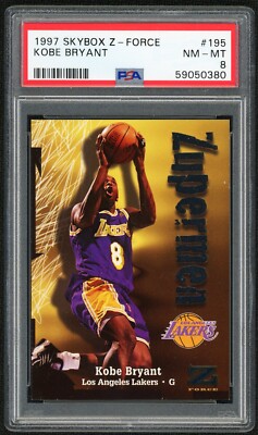 1997 Skybox Z-Force Kobe Bryant ZUPERMAN #195 PSA 8 NM-MINT 2nd