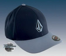 New Volcom Full Stone Navy Gray Mens XFit Flex Fit Cap Hat
