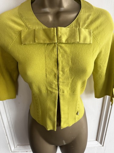 Cárdigan jersey Karen Millen amarillo con ribete de seda 8-10 - Imagen 3 de 11