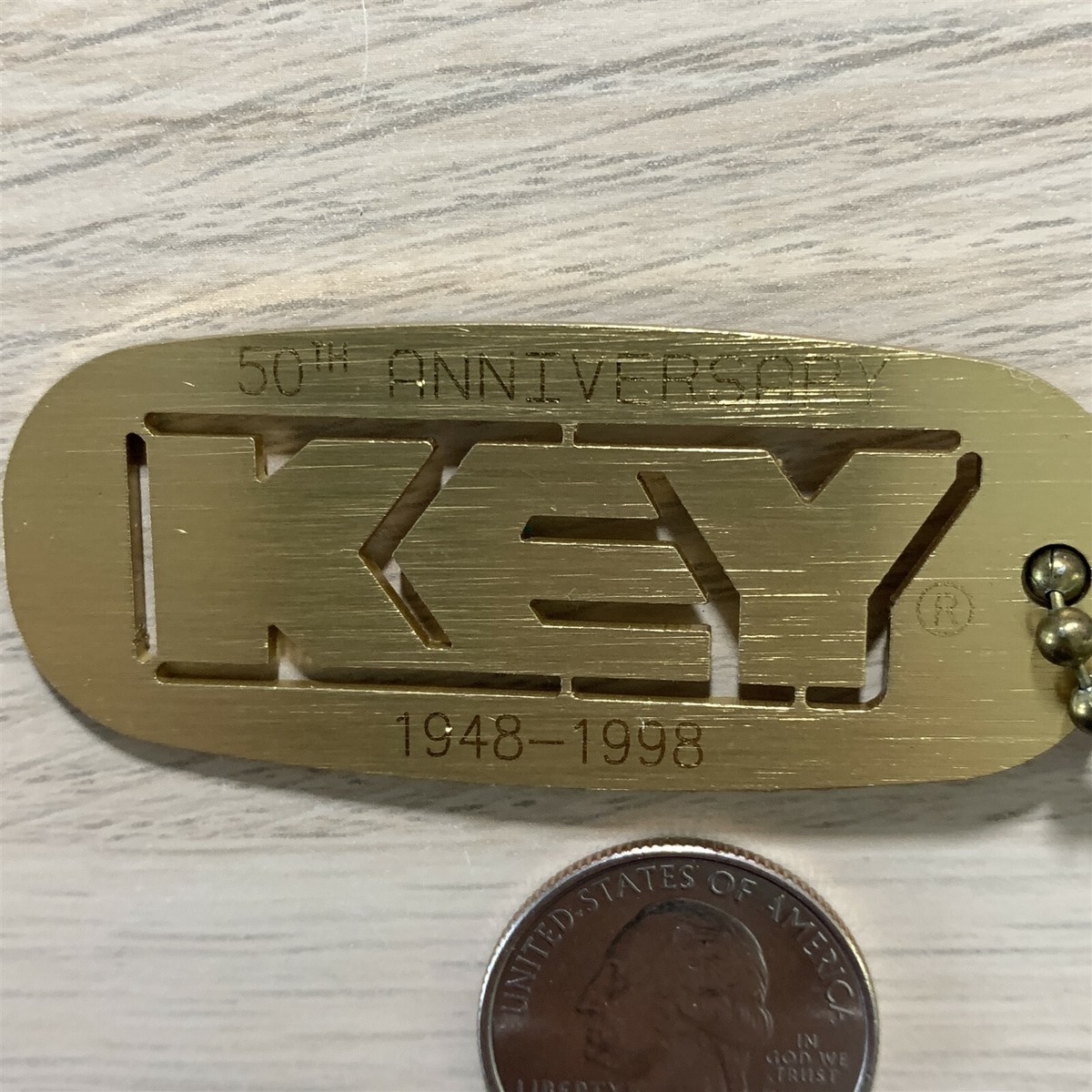 1948-1998 Key Company 50th Anniversary Metal Keychain Key Ring